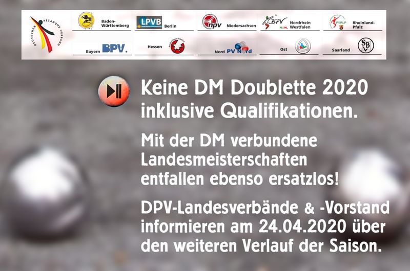 Keine DM Doublette 2020 inkl. Qualifikationen